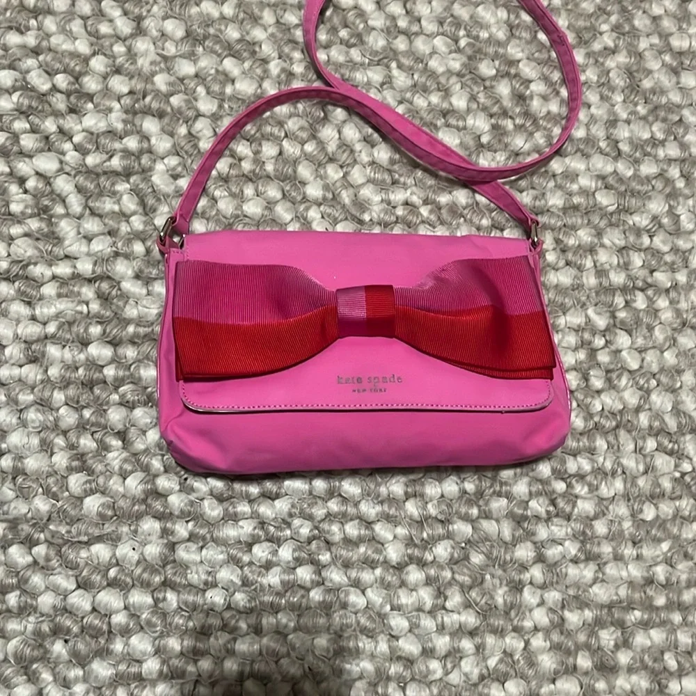 Kate Spade Pink and Red Bow Shoulder Bag - Picture 2 of 12